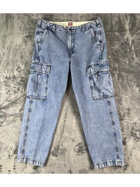 Levi's Cargo Jeans Mens 36x30 Blue XX Cargo Straight Utility Y2K (Fits 36x29)